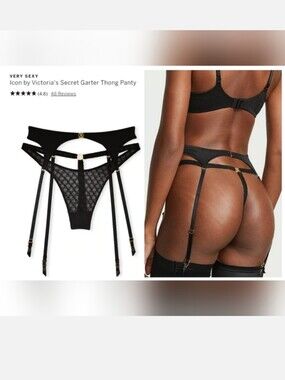 2 In 1! Victoria's secret very sexy ICON garter belt with attached thong panty